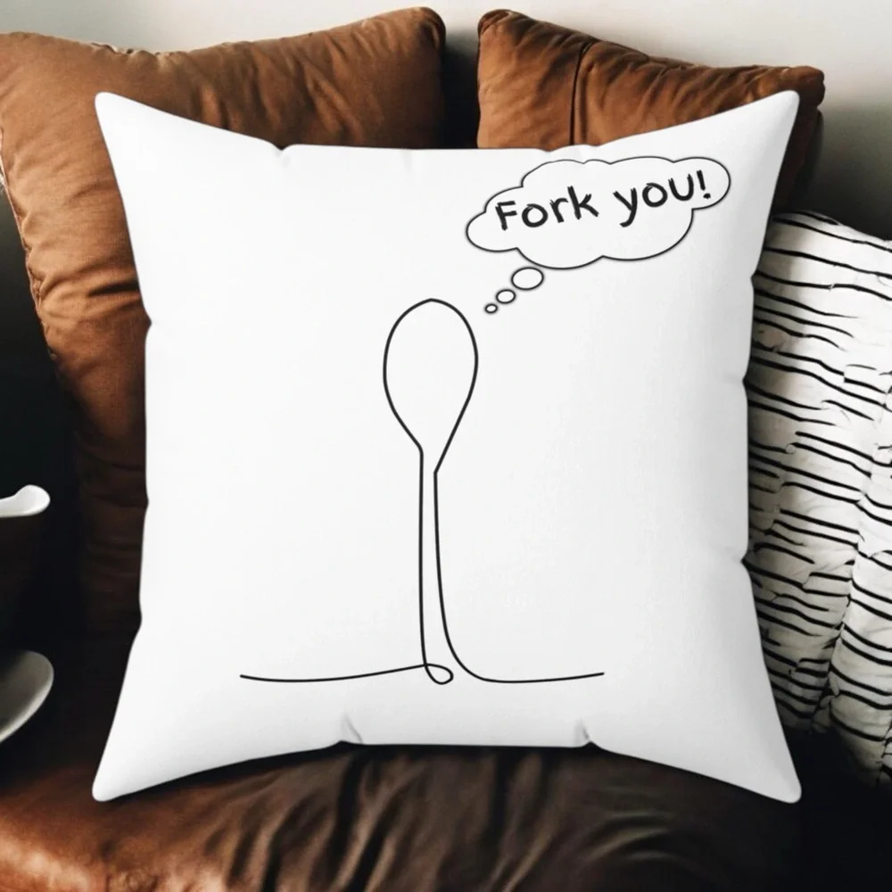 Fork You & Spoon You Double-Sided Pillow: 14x14 - Picture 3 of 3